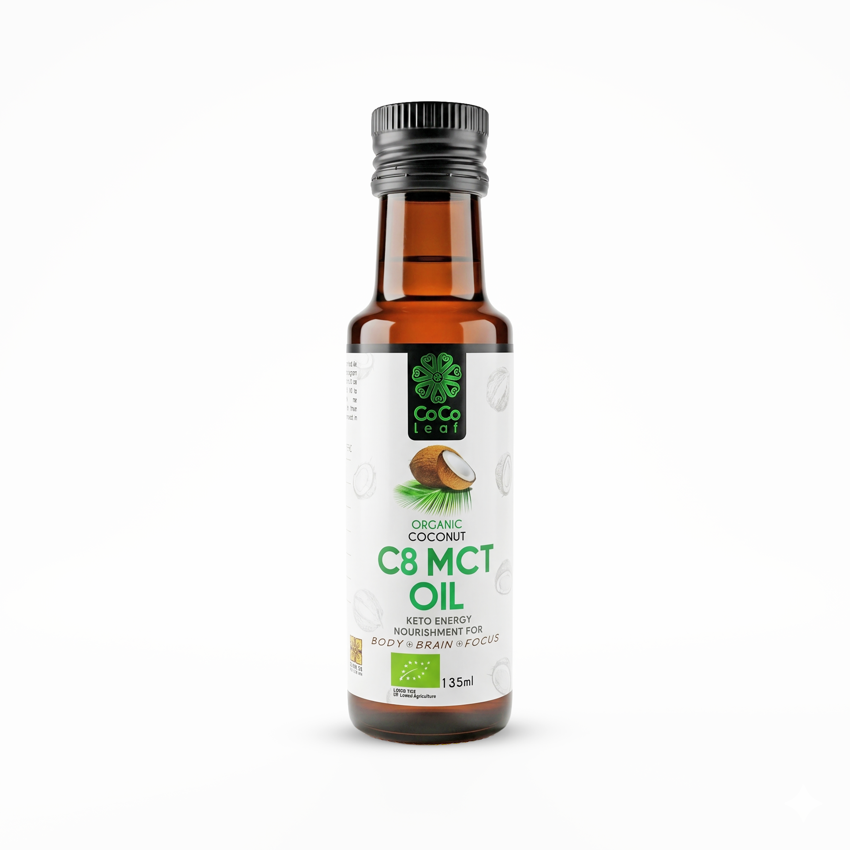 Organic MCT Oil C8 – Produced from Organic Coconut (135ml) - HayatOrganic.com